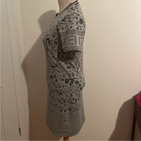 Kenzo Designer T-Shirt Dress Grey Logo Short Sleeve size L - Picture 8 of 10